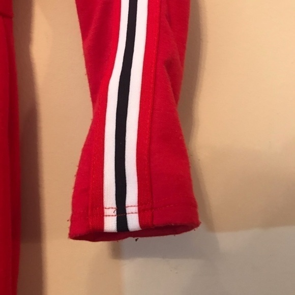 Fashion Nova Red Terry Running Errands Stripe Trim Jumpsuit Size Small - Picture 10 of 13